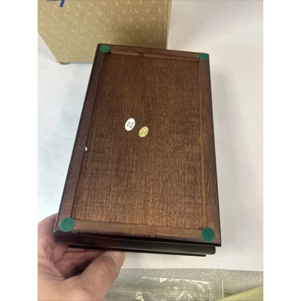 VTG Floral Tapestry Jewelry Box Wood W/ Mirror Lift Out‎ Tray Velvet Inside Read